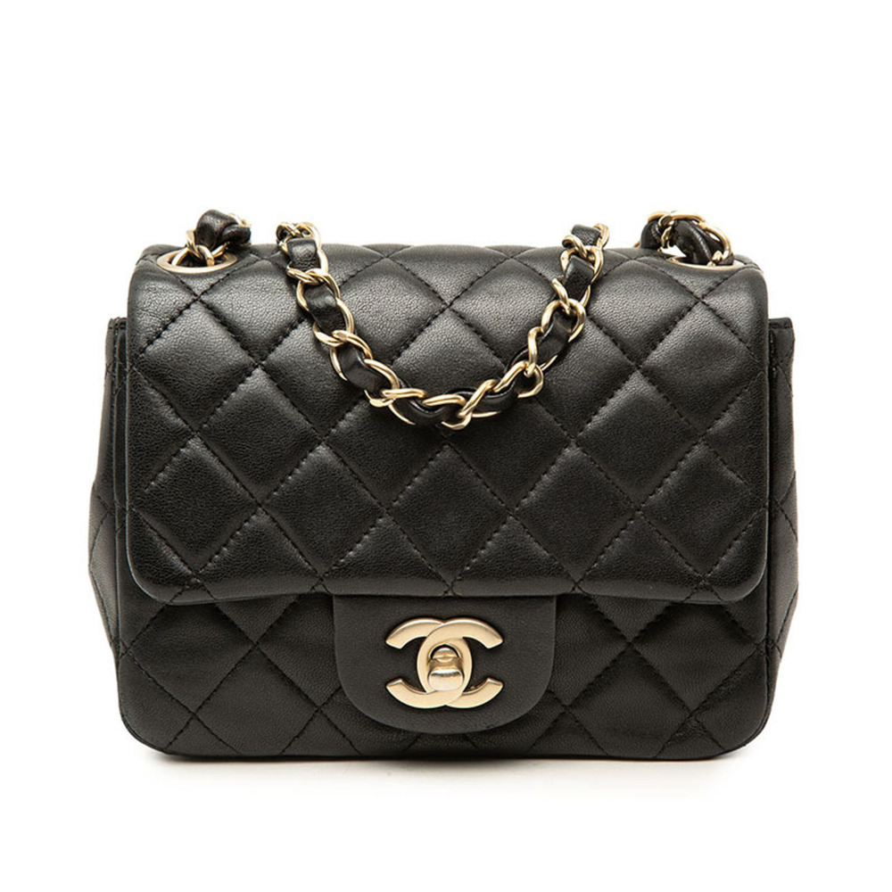 Chanel Matelassé Coco Mark Chain Shoulder Bag, Crossbody, Black Lambskin, Wom...